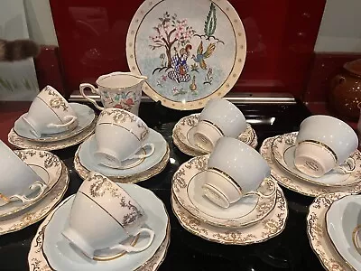 Buy Very Pretty Harlequin Mismatch China Tea Set For Eight Mainly  Blue/white • 50£