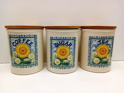 Buy Cloverleaf Sunflowers  Tea/Coffee/Sugar Set Canister Storage English Pottery • 24.99£