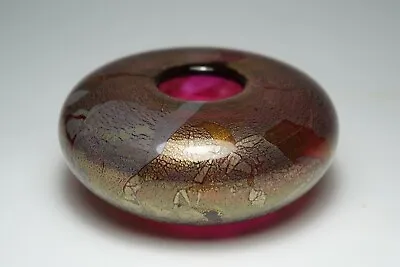 Buy ISLE OF WIGHT MICHAEL HARRIS ART GLASS AZURENE Pink / Gold VASE LABEL ATTACHED • 40£