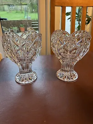 Buy Pair Of Lead Crystal Glass Vases Excellent Condition  • 14.99£