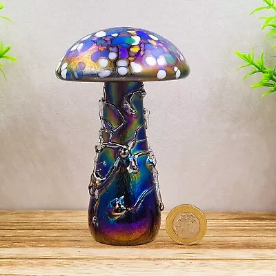 Buy Neo Art Glass LARGE Handmade Multi Iridescent Mushroom Paperweight Ornament • 30£
