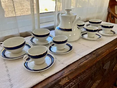 Buy Vintage Thomas German Porcelain Tea/Coffee Set, Mint, Cobalt Blue And Gold • 192.10£