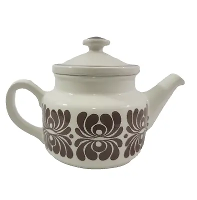 Buy Vintage 1960's Egersund Norway Ivory And Retro Brown Lidded Ceramic Teapot • 28.88£