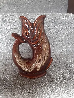 Buy Fosters Studio Cornwall Pottery Brown Honeycomb Gurgle Fish Jug • 19.99£