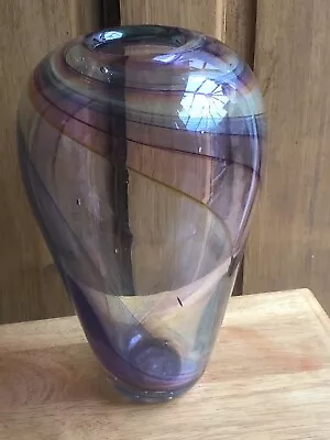 Buy  A Studio Art Glass Vase By Siddy Langley, Approx 22cm X 12.5cm, Signed Art • 175.77£