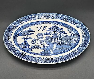 Buy Churchill England Blue Willow Oval Platter - Vintage 12  Blue White Serve Ware • 33.77£