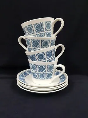 Buy 4 1960's Vintage Royal Tuscan Fine Bone China Teacups & Saucers - Charade • 21.99£