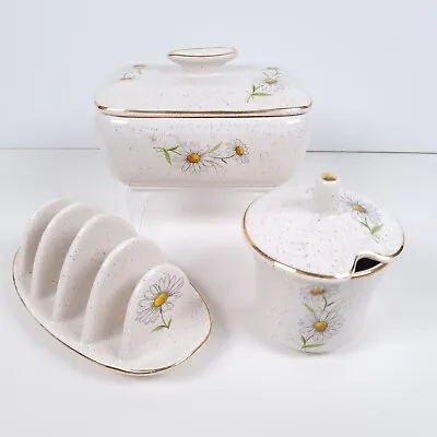 Buy Kernewek Pottery Breakfast Set Toast Rack Butter Dish Jam Jar Daisy Floral • 24.97£