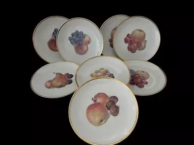 Buy Vintage Set Of 8 Thomas Ivory Fruit Centers Gold Trim Pattern 3206 7 1/2  Plates • 23.71£