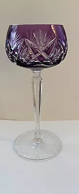 Buy Beautiful Czech Bohemian Cut To Clear Crystal Amethyst Purple Wine Glass Goblet • 77.14£
