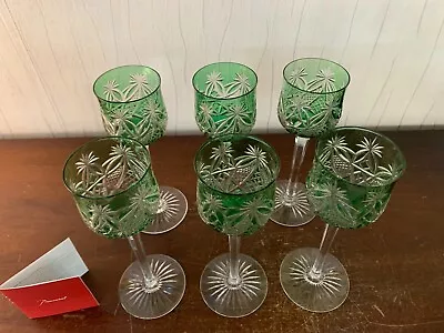 Buy 6 Glasses Wine Overlay Green Model TH 1145 Crystal Baccarat (Price Per Unit) • 243.73£