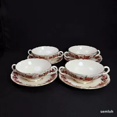 Buy Royal Cauldon Footed Set Of 4 Cream Bouillon Soup Underplate Majestic 1930-1950 • 108.94£
