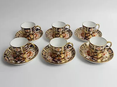 Buy Antique Royal Crown Derby Set Of Six Imari 2451 Coffee Cups & Saucers C.1928 • 120£