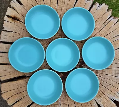 Buy Set Of 7 Vintage 60's  Poole Pottery Dessert / Cereal Bowls Turquoise   • 18£