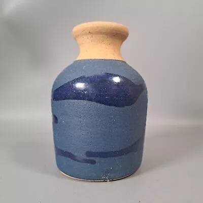 Buy Vintage Blue Studio Pottery Vase Hand Made Stamped Retro • 20£