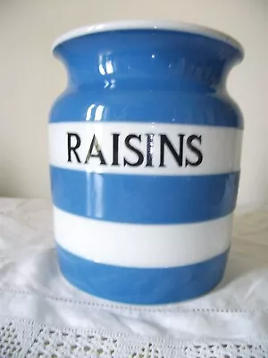 Buy Vintage T G Green Cornishware 'raisins' Storage Jar Black Backstamp • 35£