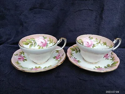 Buy 2 Rare Pink Roses (GOOD CONDN) Sets Vintage A TAYLOR Foley China Cups & Saucers • 37£