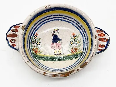 Buy Quimper Pottery Bowl Hand Painted Faience Petit Breton Lug Bowl • 22.99£