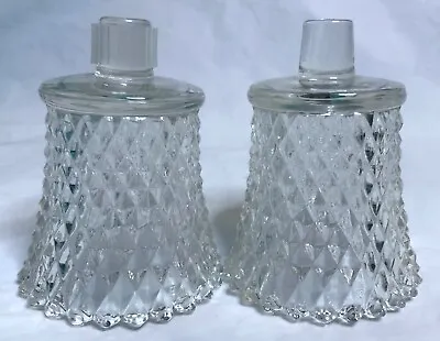 Buy Vintage Peg Votive Clear Glass Candle Holders Diamond Point Set Of 2 HOMCO • 9.48£