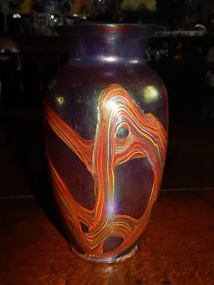 Buy Vintage Iridescent Studio Art Glass Vase 9  ~  C1980s • 34.99£