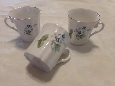 Buy 3 Royal Grafton Fine Bone China Tea Mugs Blue Floral Flowers EUC! • 15.55£