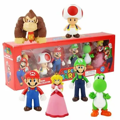 Buy Super Mario Bros Action Figure Toys Dolls Luigi Yoshi Mushroom Kid Birthday Gift • 8.99£