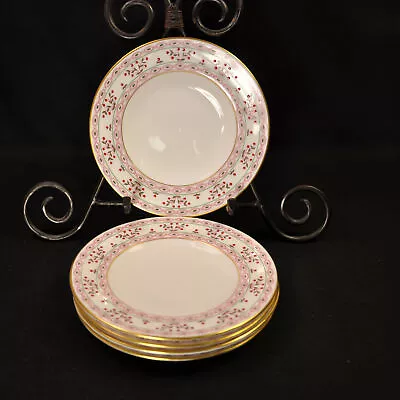 Buy Royal Crown Derby 5 Bread & Butter Plates Brittany Floral Red White W/Gold 1972 • 96.49£