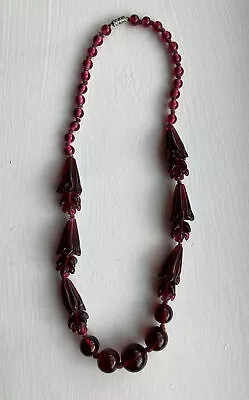 Buy 1930’s Vintage Burgundy Glass Beads • 25£