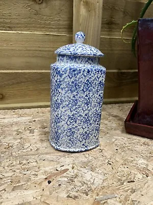 Buy Vintage Pottery Storage Jar & Lid Sponge Ware Blue & White Arther Wood Saxony .. • 25£