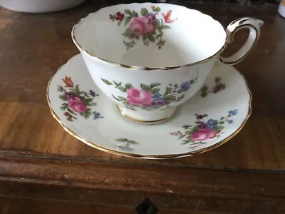 Buy Crown Staffordshire Vintage Beautiful Rose Fine Bone China Cup And Saucer • 12£