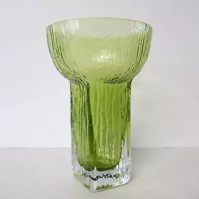 Buy 1960s Swedish Alsterbro Glasbruk Green Textured Mid Century Glass Vase • 75£