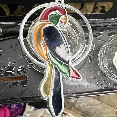 Buy Parrot Stained Glass Lead Lighted Sun Catcher Window Art Glass Art Deco Murano • 20£
