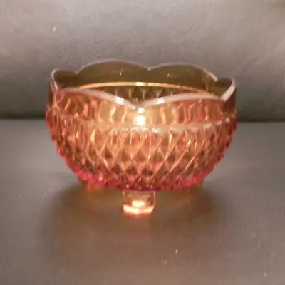 Buy Indiana Glass Amber Diamond Pattern Bowl Vintage 1970's  • 11.53£