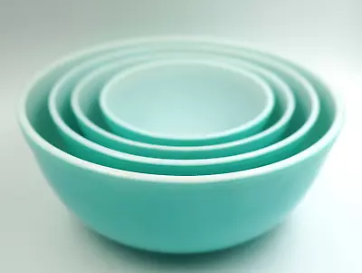Buy Vintage Set Of 4 Pyrex Turquoise Aqua Nesting Mixing Bowls • 467.77£