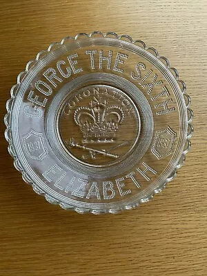 Buy King George The Sixth & Elizabeth Vintage 1937 Coronation Glass Dish Plate • 9.50£