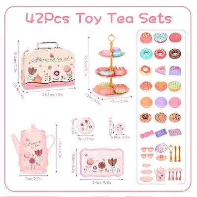 Buy Tea Set For Toddlers,Afternoon Tea Time With Teapot,Tea Cups, Desserts,Spoon, • 19.34£