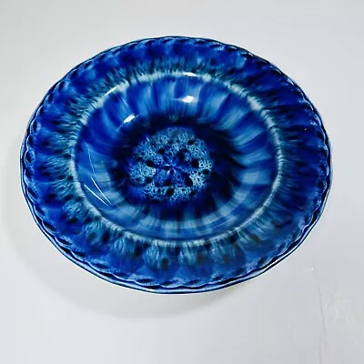 Buy Large Vintage Blue Drip Glazed Welsh Porthmadog Pottery Decorative Bowl • 15£