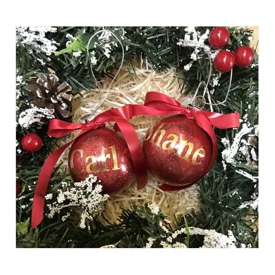 Buy Personalised Handmade Glitter Glass Christmas Baubles 5 Colours Tree Decorations • 6.99£