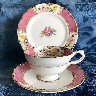 Buy JACKSON & GOSLING Grosvenor China Vintage Pink Sevres Tea Cup And Saucer Trio • 34.99£
