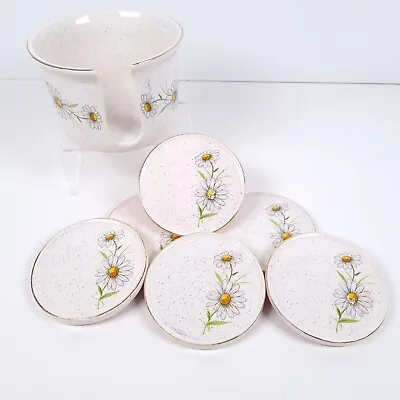 Buy Kernewek Pottery Daisy 6 Coaster Set In Stand Holder Vintage Cornwall Floral • 14.69£