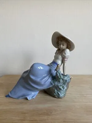 Buy Nao By Lladro Porcelain Girl Sitting On Rock With Bird - Height 6 1/2 Inches • 20£