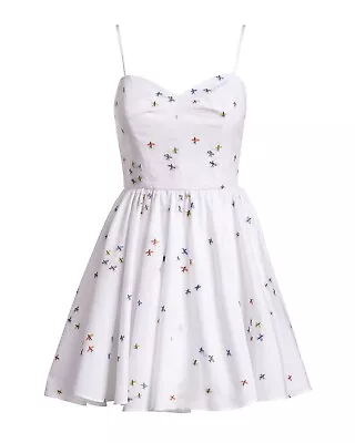 Buy MILLY Gemma Surfer-Print Coupé Sweetheart Dress White Embroidered Size 00 • 52.83£