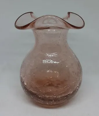 Buy Vintage Handblown Dusty Rose Color Crackle Glass Vase • 17.13£