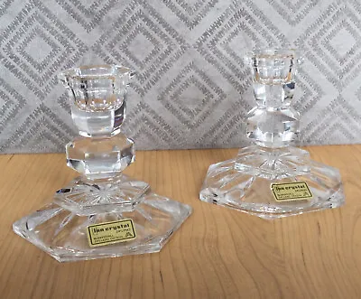 Buy Vintage Inn Crystal 24% Lead Crystal Candle Holder Pair Bleikristall Quality • 14£