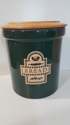 Buy Very Large Cloverleaf Pottery Bread Bin Storage Crock Lidded Forest Green  • 25£
