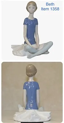 Buy Lladro Figurine #1358 Beth Sitting Ballerina Porcelain 7.5”  Retired 1993 Signed • 134.82£