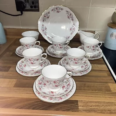 Buy Royal Osborne China Tea Set 21 Pieces Pink Rose Pattern No 8595  Vgc Vintage • 24.99£