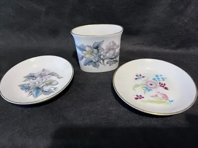 Buy Royal Worcester 51 Bone China Trinket Set Purple Flowers + Hand-finished Dish • 5£