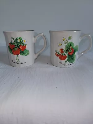 Buy Vintage Strawberry Sunnycraft Coffee Mugs 21129 Stoneware  Set Of 2  • 15.16£