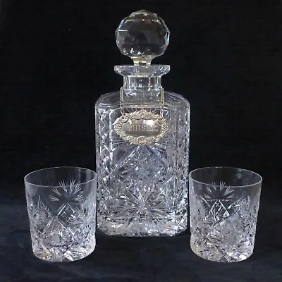 Buy Edinburgh Crystal Royal Pattern Decanter + Pair Of Whisky Glasses + Silver Label • 90£